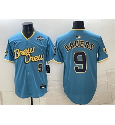 Men's Milwaukee Brewers #9 Bob Uecker Powder Blue 2026 World Series City Connect Limited Stitched Baseball Jersey