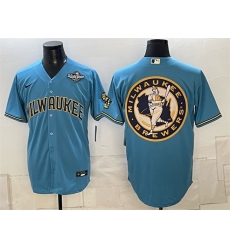 Men's Milwaukee Brewers Team Big Logo Blue 2026 World Series Stitched Baseball Jersey