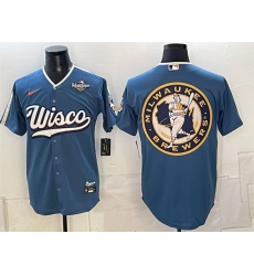 Men's Milwaukee Brewers Team Big Logo Mineral Blue 2026 World Series City Connect Stadium Stitched Baseball Jersey