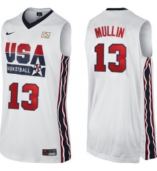 Men's Nike Team USA #13 Chris Mullin Authentic White 2012 Olympic Retro Basketball Jersey