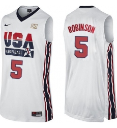 Men's Nike Team USA #5 David Robinson Swingman White 2012 Olympic Retro Basketball Jersey