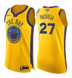 Youth Nike Golden State Warriors #27 Zaza Pachulia Swingman Gold 2018 NBA Finals Bound NBA Jersey - City Edition