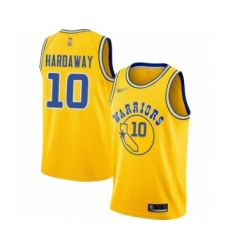 Men's Golden State Warriors #10 Tim Hardaway Authentic Gold Hardwood Classics Basketball Jersey
