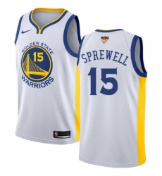 Women's Nike Golden State Warriors #15 Latrell Sprewell Swingman White Home 2018 NBA Finals Bound NBA Jersey - Association Edition