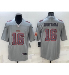 Men's San Francisco 49ers #16 Joe Montana LOGO Grey Atmosphere Fashion 2022 Vapor Untouchable Stitched Limited Jersey