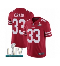Men's San Francisco 49ers #33 Roger Craig Red Team Color Vapor Untouchable Limited Player Super Bowl LIV Bound Football Jersey