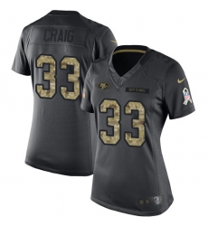 Women's Nike San Francisco 49ers #33 Roger Craig Limited Black 2016 Salute to Service NFL Jersey