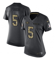 Women's Nike San Francisco 49ers #5 Bradley Pinion Limited Black 2016 Salute to Service NFL Jersey