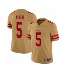 Youth San Francisco 49ers #5 Bradley Pinion Limited Gold Inverted Legend Football Jersey