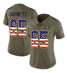 Women's Nike San Francisco 49ers #65 Joshua Garnett Limited Olive/USA Flag 2017 Salute to Service NFL Jersey