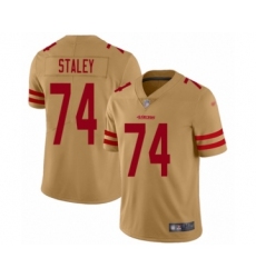 Men's San Francisco 49ers #74 Joe Staley Limited Gold Inverted Legend Football Jersey
