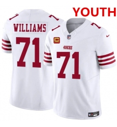 Youth san francisco 49ers #71 trent williams white 2025 f.u.s.e. with 4-star c vapor untouchable limited stitched football jersey