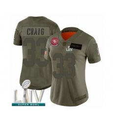 Women's San Francisco 49ers #44 Tom Rathman Limited Olive 2019 Salute to Service Super Bowl LIV Bound Football Jersey