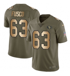 Men's Nike San Francisco 49ers #63 Brandon Fusco Limited Olive/Gold 2017 Salute to Service NFL Jersey
