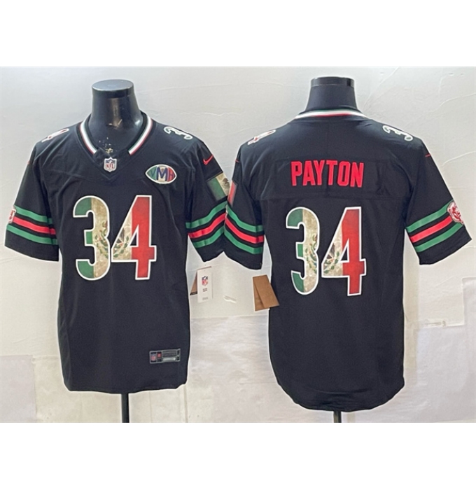 Men's Chicago Bears #34 Walter Payton Black Mexico F.U.S.E. With VMH Stitched Football Jersey