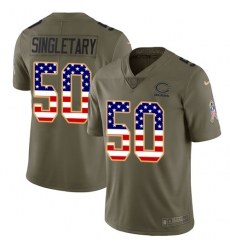 Men's Nike Chicago Bears #50 Mike Singletary Limited Olive/USA Flag Salute to Service NFL Jersey
