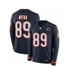 Men's Nike Chicago Bears #89 Mike Ditka Limited Navy Blue Therma Long Sleeve NFL Jersey