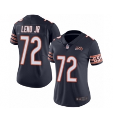 Women's Chicago Bears #72 Charles Leno Navy Blue Team Color 100th Season Limited Football Jersey