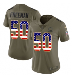 Women's Nike Chicago Bears #50 Jerrell Freeman Limited Olive/USA Flag Salute to Service NFL Jersey