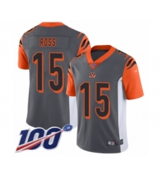 Men's Cincinnati Bengals #15 John Ross Limited Silver Inverted Legend 100th Season Football Jersey