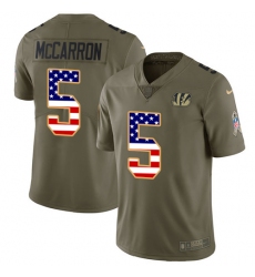 Men's Nike Cincinnati Bengals #5 AJ McCarron Limited Olive/USA Flag 2017 Salute to Service NFL Jersey