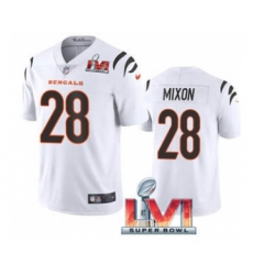 Men's Cincinnati Bengals #28 Joe Mixon White 2022 Super Bowl LVI Vapor Limited Stitched Jersey