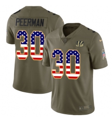 Youth Nike Cincinnati Bengals #30 Cedric Peerman Limited Olive/USA Flag 2017 Salute to Service NFL Jersey