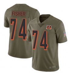 Men's Nike Cincinnati Bengals #74 Jake Fisher Limited Olive 2017 Salute to Service NFL Jersey