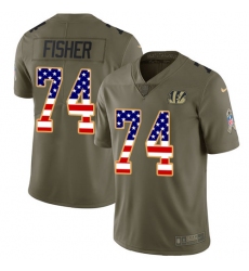 Men's Nike Cincinnati Bengals #74 Jake Fisher Limited Olive/USA Flag 2017 Salute to Service NFL Jersey