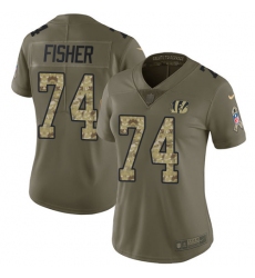 Women's Nike Cincinnati Bengals #74 Jake Fisher Limited Olive/Camo 2017 Salute to Service NFL Jersey