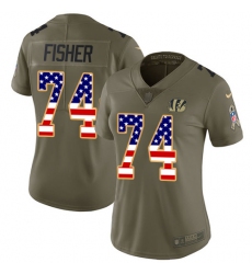 Women's Nike Cincinnati Bengals #74 Jake Fisher Limited Olive/USA Flag 2017 Salute to Service NFL Jersey