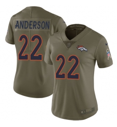 Women's Nike Denver Broncos #22 C.J. Anderson Limited Olive 2017 Salute to Service NFL Jersey