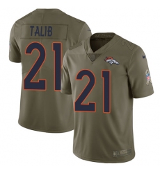 Youth Nike Denver Broncos #21 Aqib Talib Limited Olive 2017 Salute to Service NFL Jersey
