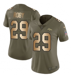 Women's Nike Denver Broncos #29 Bradley Roby Limited Olive/Gold 2017 Salute to Service NFL Jersey