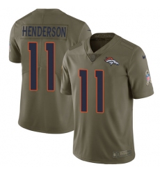 Men's Nike Denver Broncos #11 Carlos Henderson Limited Olive 2017 Salute to Service NFL Jersey