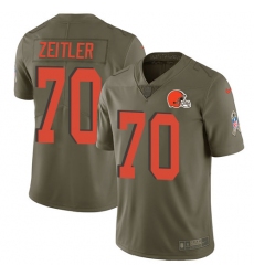 Youth Nike Cleveland Browns #70 Kevin Zeitler Limited Olive 2017 Salute to Service NFL Jersey