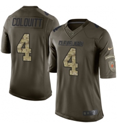 Youth Nike Cleveland Browns #4 Britton Colquitt Elite Green Salute to Service NFL Jersey