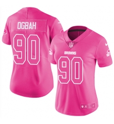 Women's Nike Cleveland Browns #90 Emmanuel Ogbah Limited Pink Rush Fashion NFL Jersey