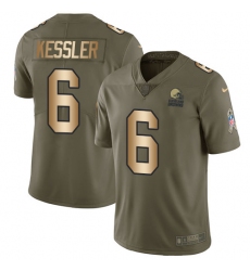 Men's Nike Cleveland Browns #6 Cody Kessler Limited Olive/Gold 2017 Salute to Service NFL Jersey