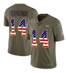 Youth Nike Tampa Bay Buccaneers #14 Ryan Fitzpatrick Limited Olive/USA Flag 2017 Salute to Service NFL Jersey
