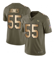 Men's Nike Arizona Cardinals #55 Chandler Jones Limited Olive/Gold 2017 Salute to Service NFL Jersey