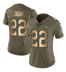 Women's Nike Arizona Cardinals #22 T. J. Logan Limited Olive/Gold 2017 Salute to Service NFL Jersey