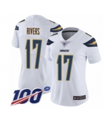 Women's Nike Los Angeles Chargers #17 Philip Rivers White Vapor Untouchable Limited Player 100th Season NFL Jersey