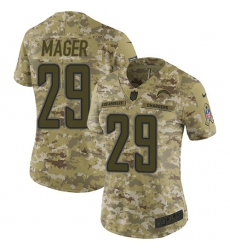 Women's Nike Los Angeles Chargers #29 Craig Mager Limited Camo 2018 Salute to Service NFL Jersey