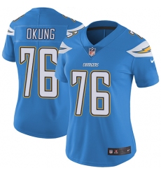 Women's Nike Los Angeles Chargers #76 Russell Okung Electric Blue Alternate Vapor Untouchable Limited Player NFL Jersey
