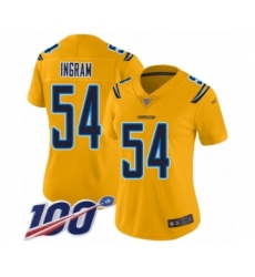 Women's Los Angeles Chargers #54 Melvin Ingram Limited Gold Inverted Legend 100th Season Football Jersey