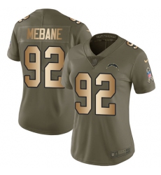Women's Nike Los Angeles Chargers #92 Brandon Mebane Limited Olive/Gold 2017 Salute to Service NFL Jersey