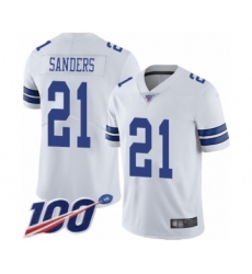 Men's Dallas Cowboys #21 Deion Sanders White Vapor Untouchable Limited Player 100th Season Football Jersey