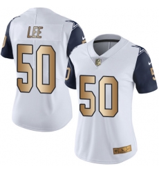 Women's Nike Dallas Cowboys #50 Sean Lee Limited White/Gold Rush NFL Jersey