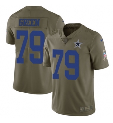 Men's Nike Dallas Cowboys #79 Chaz Green Limited Olive 2017 Salute to Service NFL Jersey